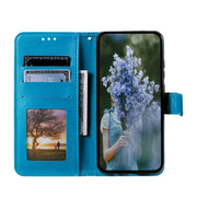 For Samsung Galaxy S25+ 5G Totem Flower Embossed Leather Phone Case(Blue)
