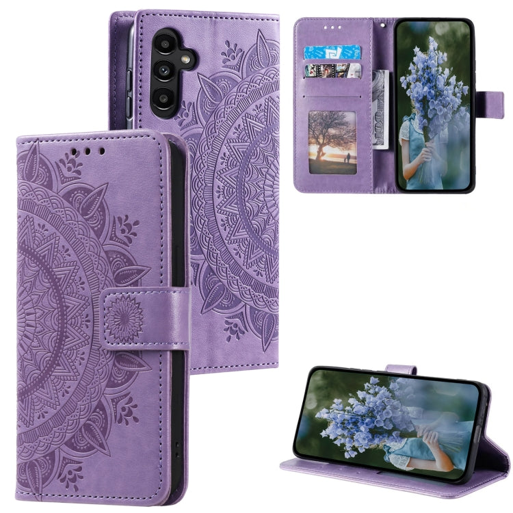For Samsung Galaxy S25+ 5G Totem Flower Embossed Leather Phone Case(Purple)