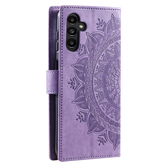 For Samsung Galaxy S25+ 5G Totem Flower Embossed Leather Phone Case(Purple)