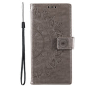 For Samsung Galaxy S25 Ultra 5G Totem Flower Embossed Leather Phone Case(Grey)