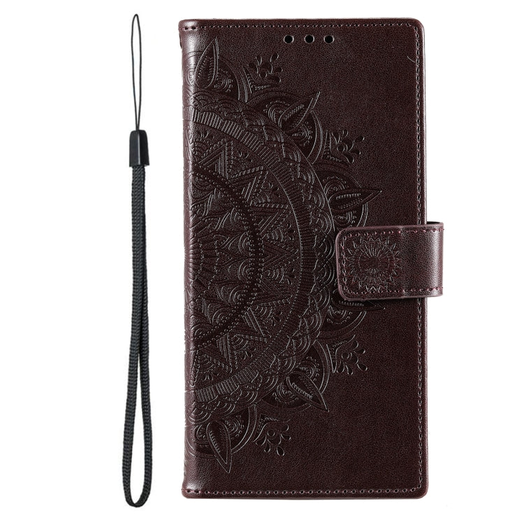 For Samsung Galaxy S25 Ultra 5G Totem Flower Embossed Leather Phone Case(Brown)