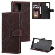 For Samsung Galaxy S25 Ultra 5G Totem Flower Embossed Leather Phone Case(Brown)