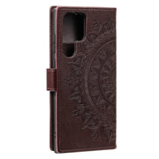 For Samsung Galaxy S25 Ultra 5G Totem Flower Embossed Leather Phone Case(Brown)