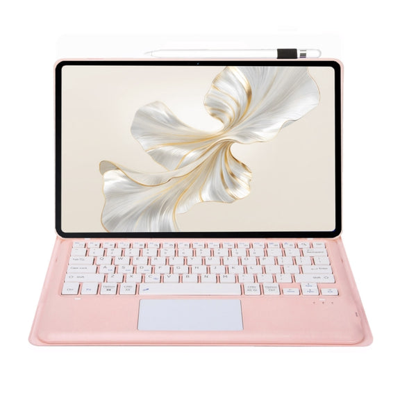For Huawei MatePad Pro 12.2 Ultra-thin Detachable Bluetooth Keyboard Leather Tablet Case with Touchpad(Pink White)