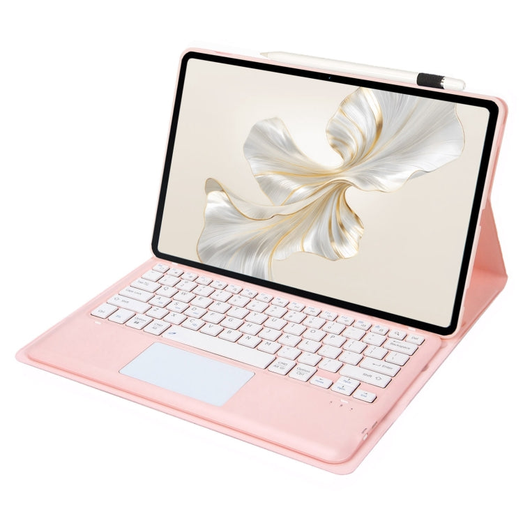 For Huawei MatePad Pro 12.2 Ultra-thin Detachable Bluetooth Keyboard Leather Tablet Case with Touchpad(Pink White)