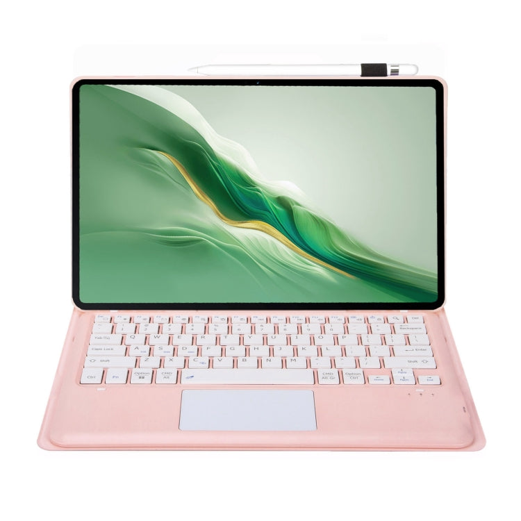For Honor MagicPad 2 12.3 AH22-A Ultra-thin Detachable Bluetooth Keyboard Leather Tablet Case with Touchpad(Pink White)