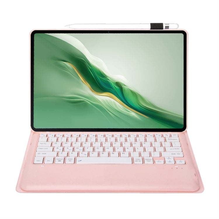 For Honor MagicPad 2 12.3 AH22 Ultra-thin Detachable Bluetooth Keyboard Leather Tablet Case(Pink White)