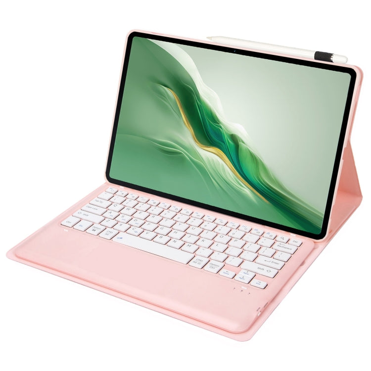 For Honor MagicPad 2 12.3 AH22 Ultra-thin Detachable Bluetooth Keyboard Leather Tablet Case(Pink White)