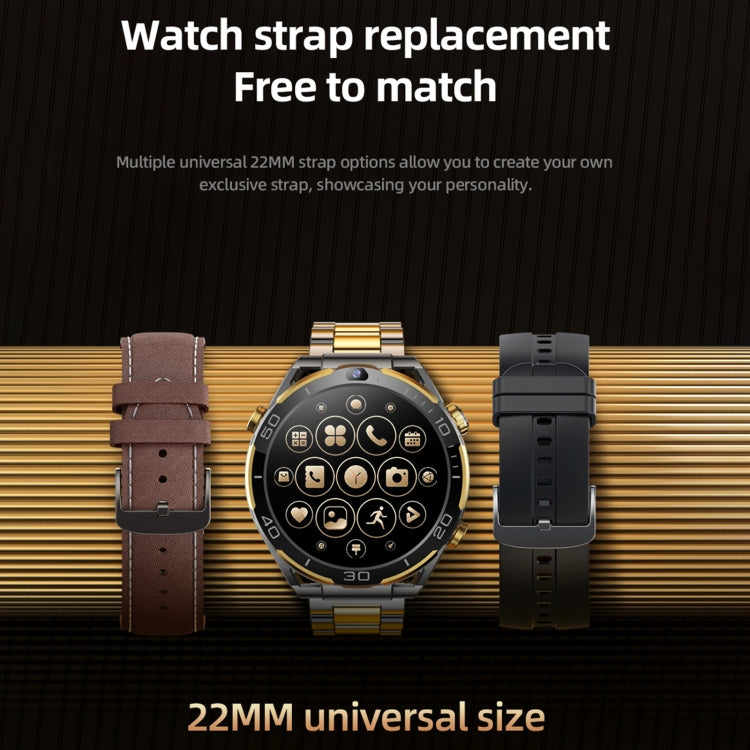 T7 1.508 inch 4G LTE Android 10 Smart Watch, 6GB+128GB, MTK6762 Octa Core, Support Heart Rate / Blood Oxygen(Gold)