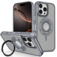 For iPhone 16 Pro Skin Feel Matte 360 Degree Rotating Silicone Ring Holder Phone Case(Grey) - iPhone 16 Pro Cases by PMC TechLife | Online Shopping South Africa | PMC TechLife | Buy Now Pay Later Mobicred
