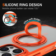 For iPhone 16 Skin Feel Matte 360 Degree Rotating Silicone Ring Holder Phone Case(Orange)