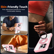 For iPhone 16 Skin Feel Matte 360 Degree Rotating Silicone Ring Holder Phone Case(Orange)