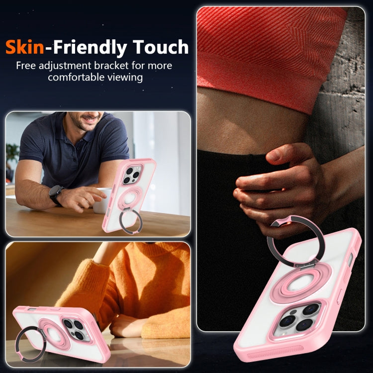 For iPhone 16 Skin Feel Matte 360 Degree Rotating Silicone Ring Holder Phone Case(Orange)