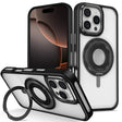 For iPhone 16 Pro Skin Feel Transparent 360 Degree Rotating Silicone Ring Holder Phone Case(Black) - free shipping - PMC Jewellery - Order now!