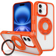 For iPhone 16 Skin Feel Transparent 360 Degree Rotating Silicone Ring Holder Phone Case(Orange) - iPhone 16 Cases by PMC TechLife | Online Shopping South Africa | PMC TechLife | Buy Now Pay Later Mobicred