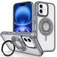 For iPhone 16 Skin Feel Transparent 360 Degree Rotating Silicone Ring Holder Phone Case(Grey) - iPhone 16 Cases by PMC TechLife | Online Shopping South Africa | PMC TechLife | Buy Now Pay Later Mobicred