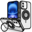 For iPhone 16 Skin Feel Transparent 360 Degree Rotating Silicone Ring Holder Phone Case(Black) - iPhone 16 Cases by PMC TechLife | Online Shopping South Africa | PMC TechLife | Buy Now Pay Later Mobicred