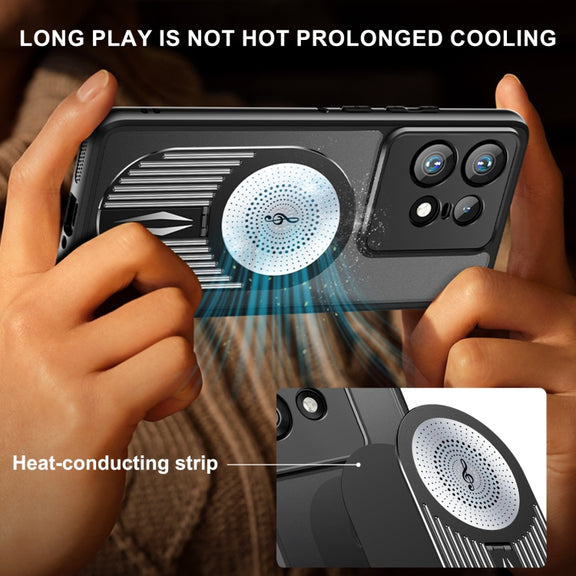 For Motorola Edge 50 Pro Heat Dissipation Aromatherapy MagSafe Holder Phone Case(Black)
