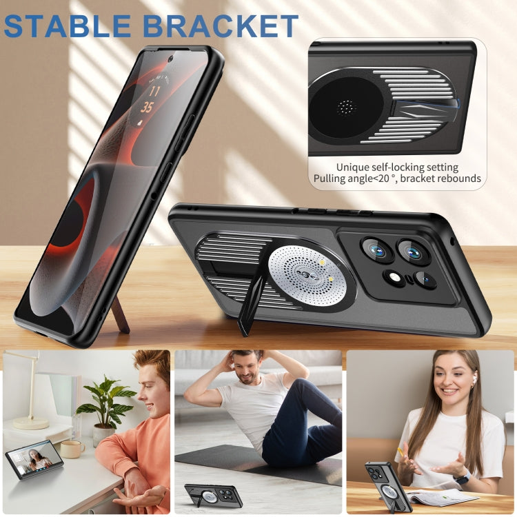 For Motorola Edge 50 Pro Heat Dissipation Aromatherapy MagSafe Holder Phone Case(Black)