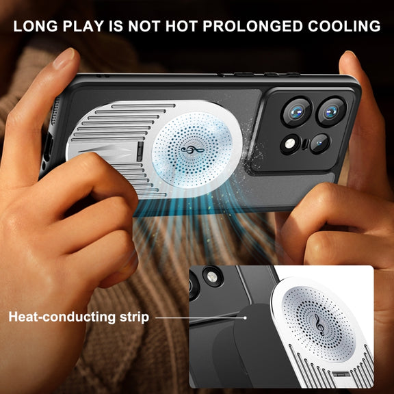 For Motorola Edge 50 Pro Heat Dissipation Aromatherapy MagSafe Holder Phone Case(Silver)