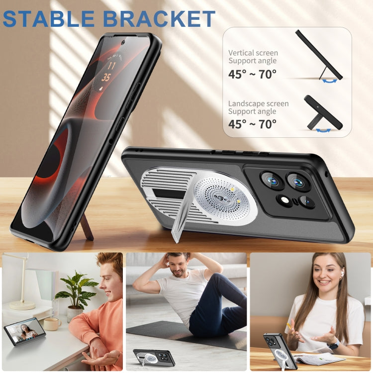 For Motorola Edge 50 Pro Heat Dissipation Aromatherapy MagSafe Holder Phone Case(Silver)