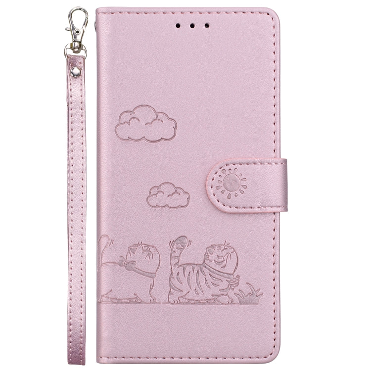 For Redmi K70 / K70 Pro Cute Cats RFID Leather Phone Case(Rose Gold)