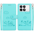 For Redmi K70 / K70 Pro Cute Cats RFID Leather Phone Case(Green) - free shipping - PMC Jewellery - Order now!