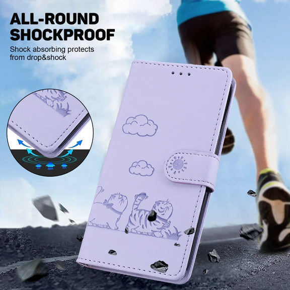 For Redmi K70 / K70 Pro Cute Cats RFID Leather Phone Case(Purple)