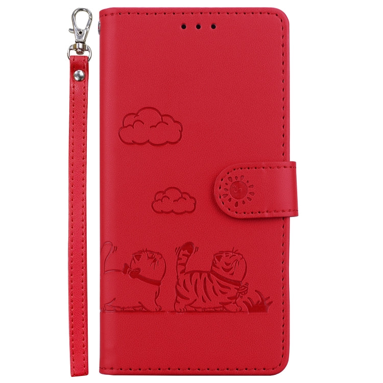 For Redmi K70 / K70 Pro Cute Cats RFID Leather Phone Case(Red)