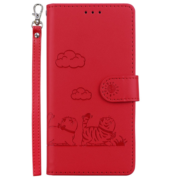 For Redmi K70 / K70 Pro Cute Cats RFID Leather Phone Case(Red)