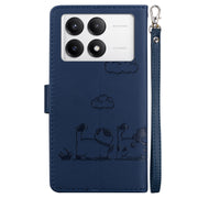 For Redmi K70 / K70 Pro Cute Cats RFID Leather Phone Case(Blue)