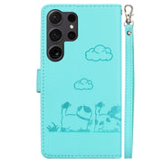 For Samsung Galaxy S25 Ultra 5G Cute Cats RFID Leather Phone Case(Green)