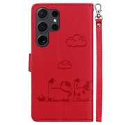 For Samsung Galaxy S25 Ultra 5G Cute Cats RFID Leather Phone Case(Red)