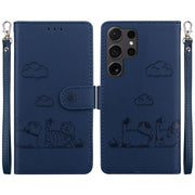 For Samsung Galaxy S25 Ultra 5G Cute Cats RFID Leather Phone Case(Blue)