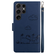 For Samsung Galaxy S25 Ultra 5G Cute Cats RFID Leather Phone Case(Blue)