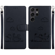 For Samsung Galaxy S25 Ultra 5G Cute Cats RFID Leather Phone Case(Black)