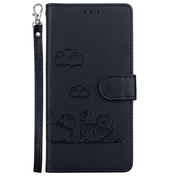 For Samsung Galaxy S25 Ultra 5G Cute Cats RFID Leather Phone Case(Black)