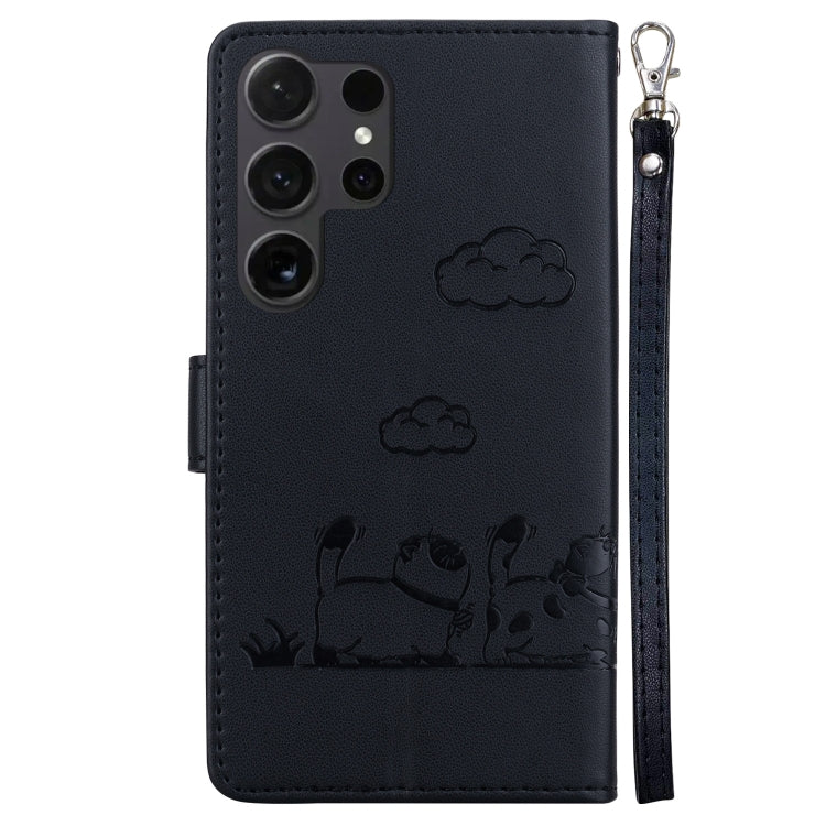For Samsung Galaxy S25 Ultra 5G Cute Cats RFID Leather Phone Case(Black)