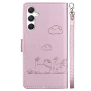 For Samsung Galaxy S25 5G Cute Cats RFID Leather Phone Case(Rose Gold)