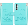 For Samsung Galaxy S25 5G Cute Cats RFID Leather Phone Case(Green) - Galaxy S25 5G Cases by PMC Jewellery | Online Shopping South Africa | PMC Jewellery | Buy Now Pay Later Mobicred