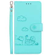 For Samsung Galaxy S25 5G Cute Cats RFID Leather Phone Case(Green)