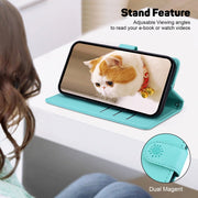 For Samsung Galaxy S25 5G Cute Cats RFID Leather Phone Case(Green)
