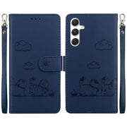 For Samsung Galaxy S25 5G Cute Cats RFID Leather Phone Case(Blue)