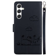For Samsung Galaxy S25 5G Cute Cats RFID Leather Phone Case(Black)
