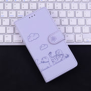 For Samsung Galaxy S25+ 5G Cute Cats RFID Leather Phone Case(Purple)
