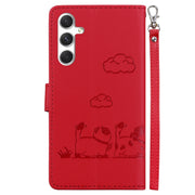 For Samsung Galaxy S25+ 5G Cute Cats RFID Leather Phone Case(Red)