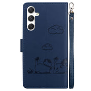 For Samsung Galaxy S25+ 5G Cute Cats RFID Leather Phone Case(Blue)