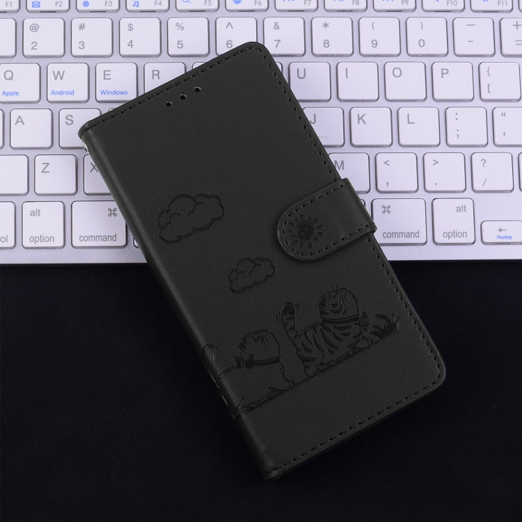 For Samsung Galaxy S25+ 5G Cute Cats RFID Leather Phone Case(Black)