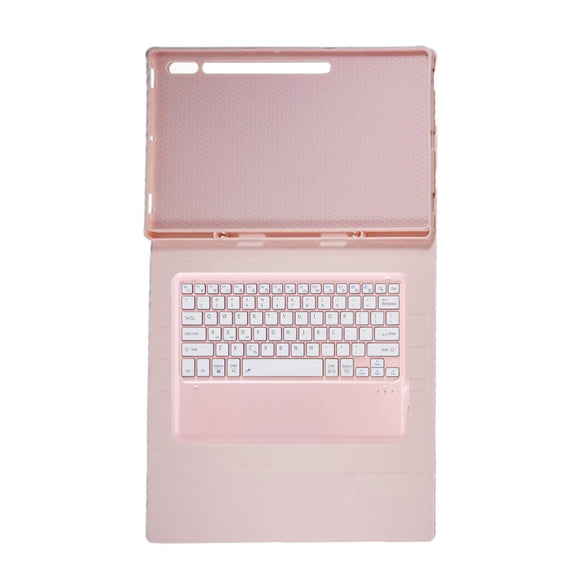 For Samsung Galaxy Tab S10 Ultra A910B Pen Slot Detachable Bluetooth Keyboard Leather Tablet Case(Pink)