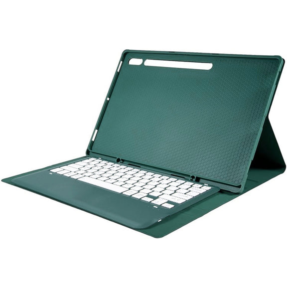 For Samsung Galaxy Tab S10 Ultra A910B Pen Slot Detachable Bluetooth Keyboard Leather Tablet Case(Dark Green)